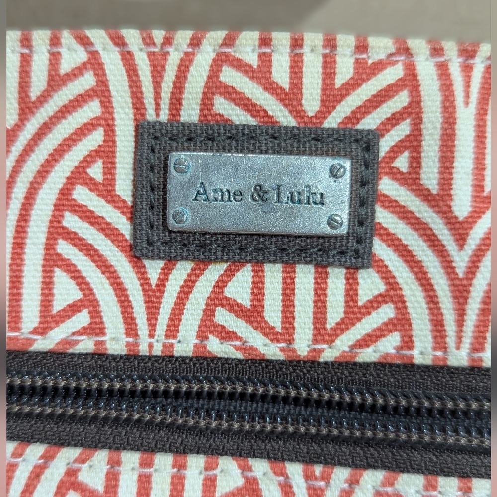 Ame & Lulu Peach Orange Cream Pattern Cross Body Canvas Purse Bag - Picture 2 of 9